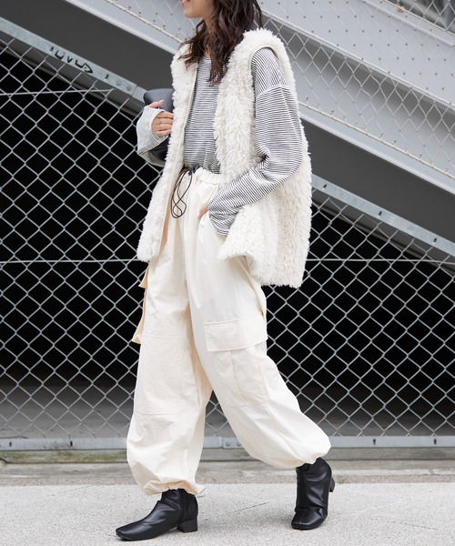 「etsinta」 カーゴパンツ「CIAOPANIC TYPYコラボ」 ONE SIZE ベージュ レディース_画像9