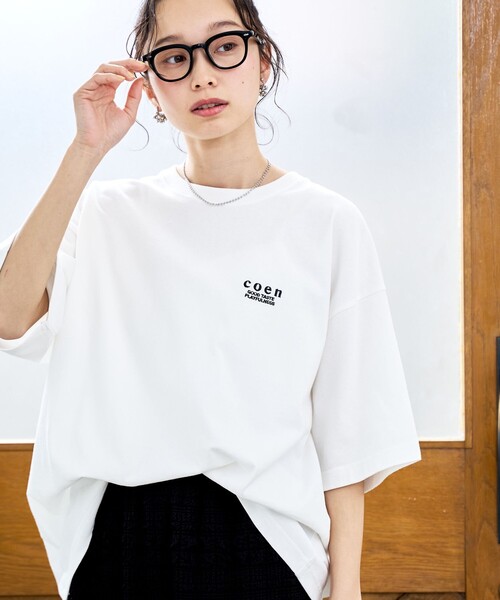 coen（コーエン） tシャツ ロゴ刺繍 ユニT レディース : ZOZOTOWN