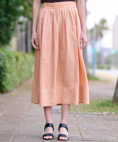 「DRESSTERIOR」 プリーツスカート 38 オレンジ レディースの画像
