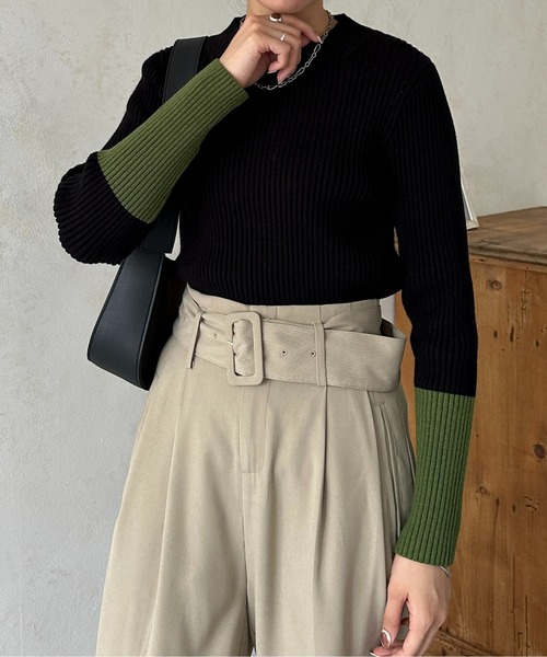 「Thevon」 ノースリーブニット FREE グリーン レディース_画像3