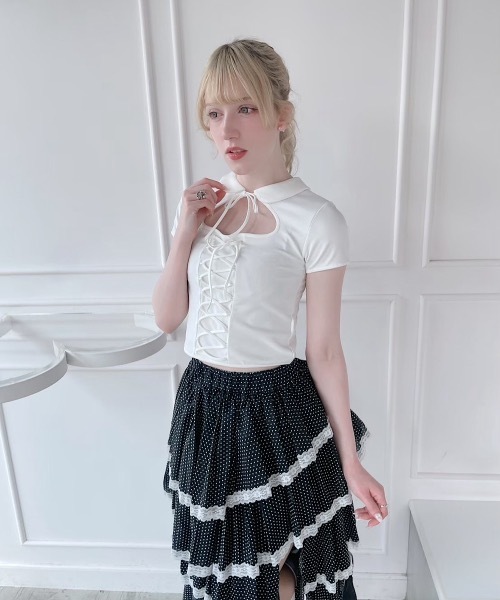 lilLilly（リルリリー） tシャツ 半袖 レースアップトップス