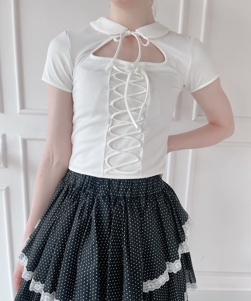 lilLilly（リルリリー） tシャツ 半袖 レースアップトップス