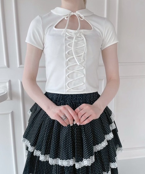 lilLilly（リルリリー） tシャツ 半袖 レースアップトップス