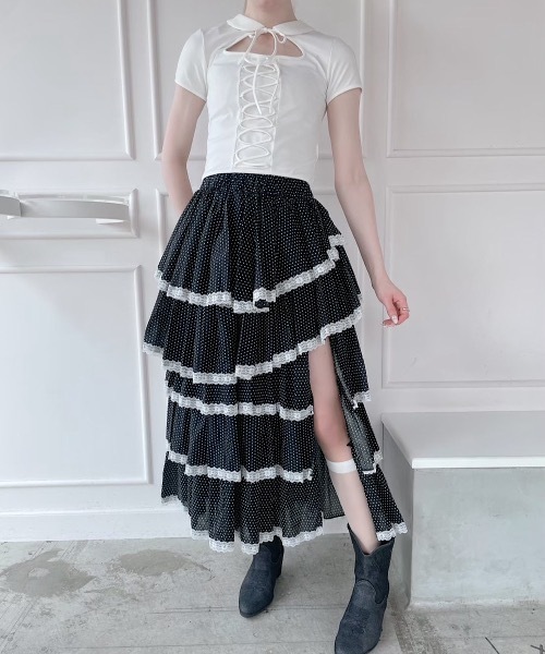 lilLilly（リルリリー） tシャツ 半袖 レースアップトップス