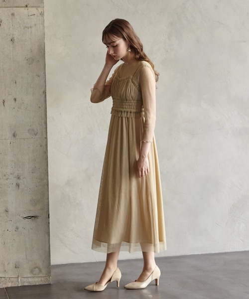 「AIMER」 7分袖ワンピース MEDIUM ベージュ レディース_画像5