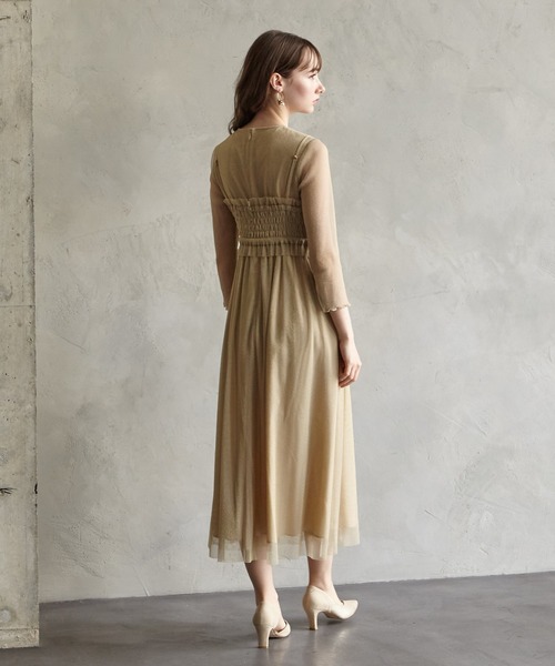 「AIMER」 7分袖ワンピース MEDIUM ベージュ レディース_画像6