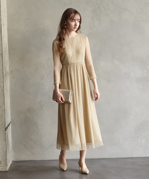 「AIMER」 7分袖ワンピース MEDIUM ベージュ レディース_画像8