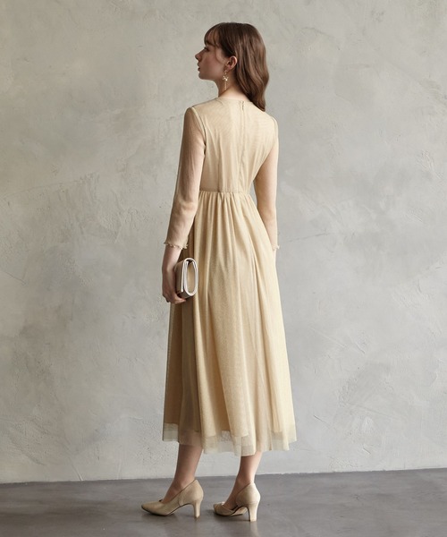 「AIMER」 7分袖ワンピース MEDIUM ベージュ レディース_画像9