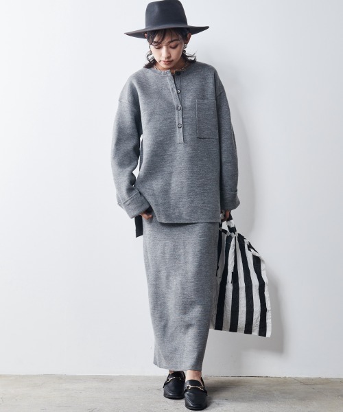 「CHIC STYLE」 長袖ニット LL グレー レディース_画像6