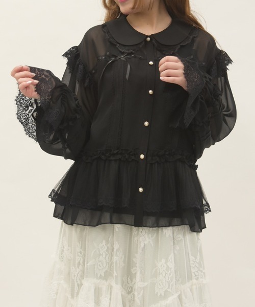 axes femme（アクシーズ ファム） ブラウス シャツ ブルゾン風フリル