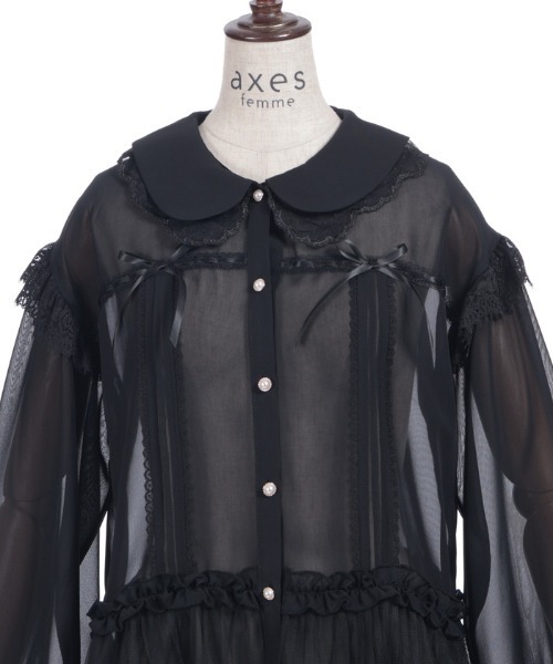 axes femme　アラジン　限定　ブラウス　ブラック　アクシーズファム axes femme（アクシーズ ファム） ブラウス シャツ ブルゾン風フリル