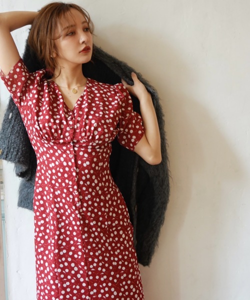 Rosy luce ロージールーチェ 花柄ワンピース ROSY LUCE（ロージールーチェ） 半袖ワンピース S レッド レディース