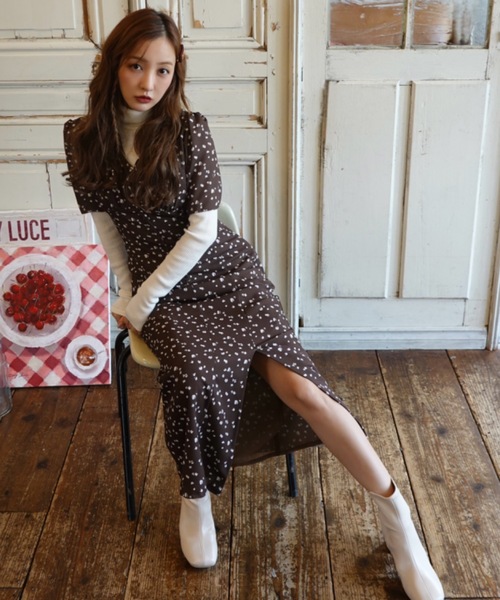 ROSY LUCE（ロージールーチェ） 半袖ワンピース S レッド レディース