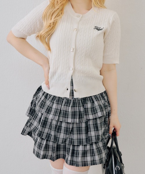 continuer de NICE CLAUP スカート サイドリボンティアードミニ