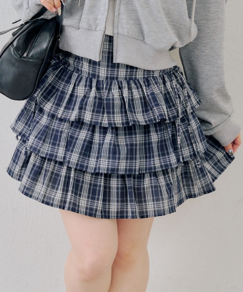 continuer de NICE CLAUP スカート サイドリボンティアードミニ