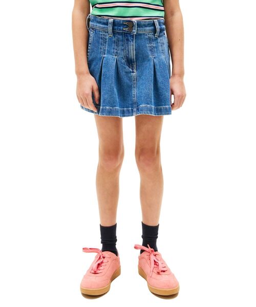 TOMMY HILFIGER - スコート DENIM PLEATED SKIRT キッズ 小わっぱ服 子ども服、シューズ-ベビー、キッズ、マタニティ-スカート