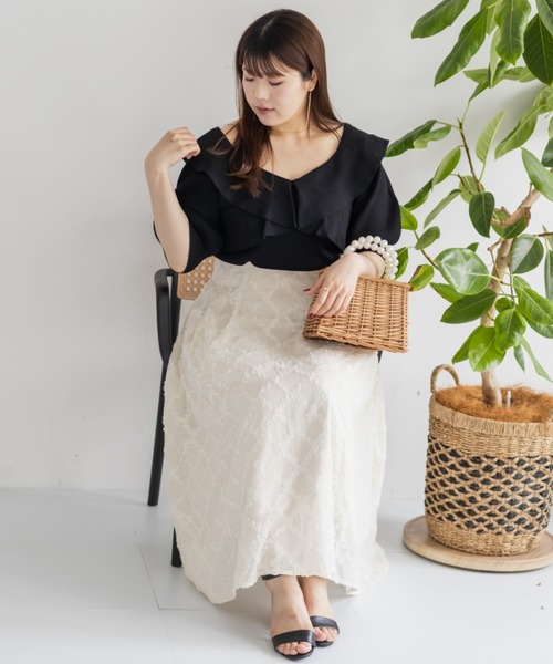 「CLETTE」 フレアスカート 3L ブラック レディース_画像7