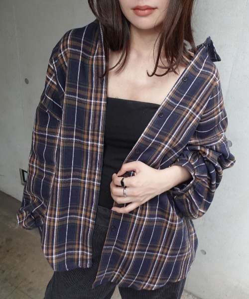 「CORNERS」 長袖ネルシャツ M ブラウン レディース_画像3