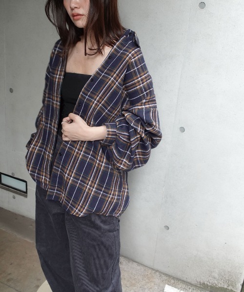「CORNERS」 長袖ネルシャツ M ブラウン レディース_画像4