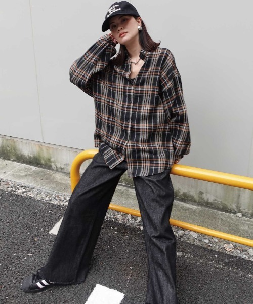 「CORNERS」 長袖ネルシャツ M ブラウン レディース_画像8
