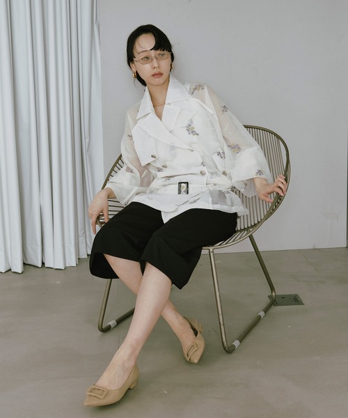 トレンチコート コート Embroidery sheer trench coat/刺繍シアートレンチコート レディース | Ezick | 18