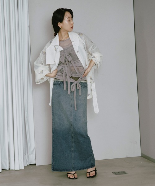 トレンチコート コート Embroidery sheer trench coat/刺繍シアートレンチコート レディース | Ezick | 14