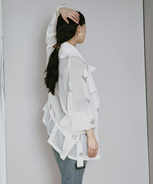 トレンチコート コート Embroidery sheer trench coat/刺繍シアートレンチコート レディース | Ezick | 12