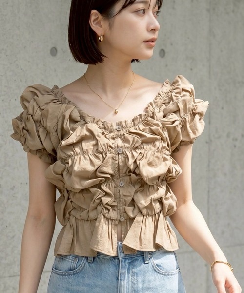 deux amour tシャツ 半袖 半袖シャーリングブラウス レディース
