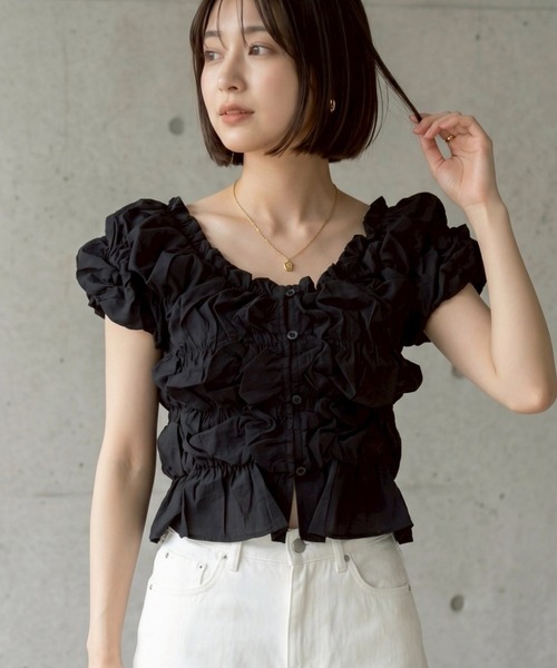 deux amour tシャツ 半袖 半袖シャーリングブラウス レディース