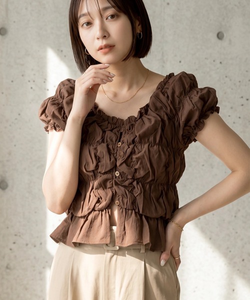 deux amour tシャツ 半袖 半袖シャーリングブラウス レディース