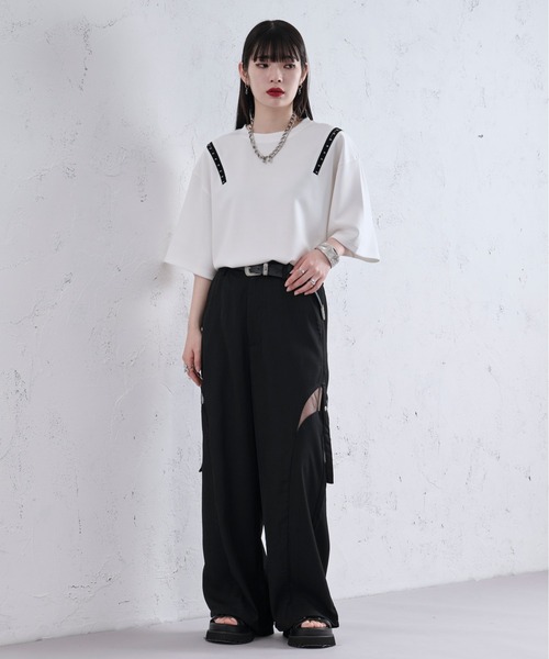 「Ellno Loset」 半袖Tシャツ LARGE ライトパープル メンズ_画像3