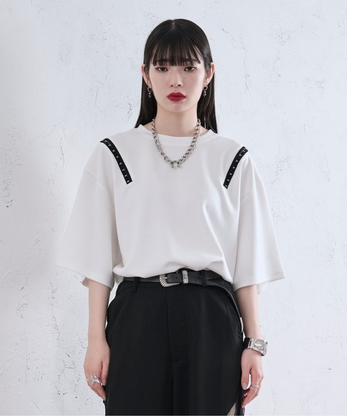 「Ellno Loset」 半袖Tシャツ LARGE ライトパープル メンズ_画像4