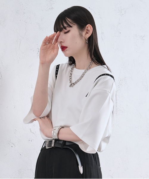 「Ellno Loset」 半袖Tシャツ LARGE ライトパープル メンズ_画像7