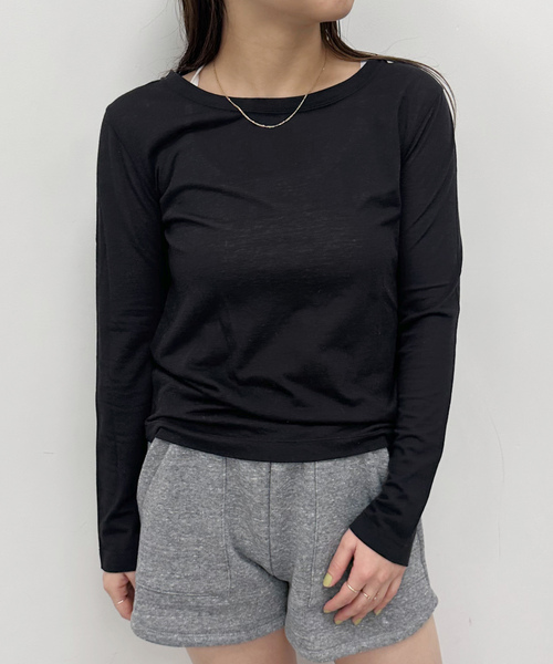 「U by SPICK&SPAN」 長袖カットソー FREE ブラック レディース_画像2