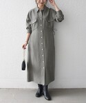 ワンピース 「洗濯機可能」ウールライク ポケッ...の詳細画像1