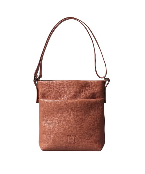 ヒロフ レザー ショルダーバッグ 肩掛け ななめ掛け 赤混じりのベージュ 35×30 HIROFU  カバン ☆ PayPay(ペイペイ)決済可能 ☆ 札幌市 豊平区 平岸 HIROFU（ヒロフ） ショルダーバッグ バッグ 「ヴィータ」レザー