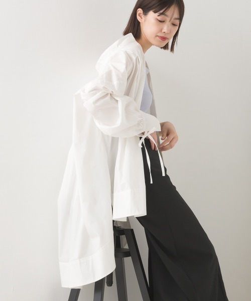 OMNES Supremo ブラウス シャツ タイプライター袖リボンビッグ