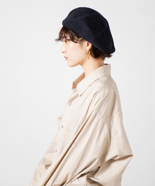 RACAL（ラカル） 帽子 ベレー帽 Shiny Cotton Knit Beret / シャイニー