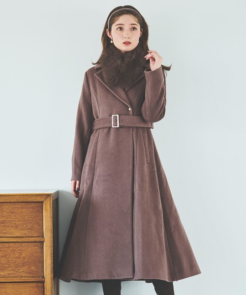 【まる】31sons de modeファーティペット付きバックフレアコート 31 Sons de mode コート アウター ファーティペット付きバック