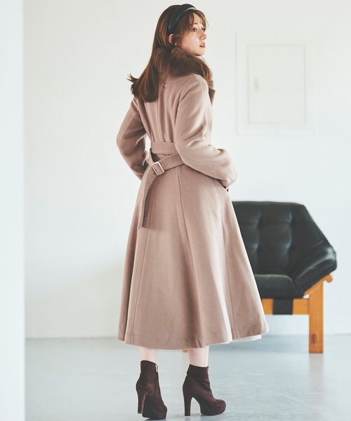 【まる】31sons de modeファーティペット付きバックフレアコート 31 Sons de mode コート アウター ファーティペット付きバック