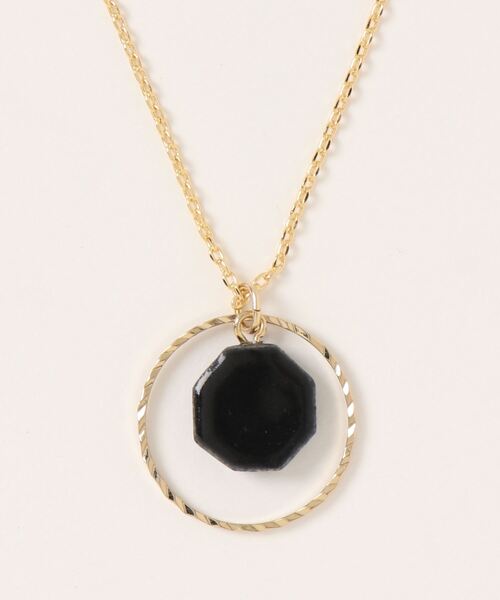 TONE（トネ） ネックレス 「irodori」陶とgold circle のnecklace（黒 