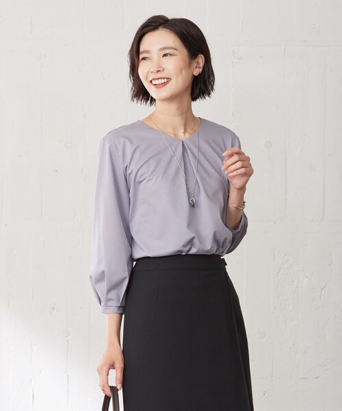 tシャツ ストライプジャカード Vネック カットソー レディース tシャツ ストライプジャカード Vネック カットソー レディース