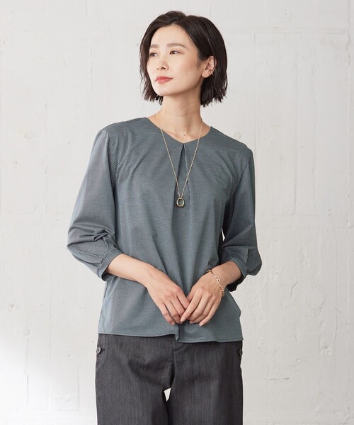 tシャツ ストライプジャカード Vネック カットソー レディース