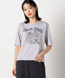 COMME CA ISM tシャツ ヴィンテージ風 5分袖プリントTシャツ