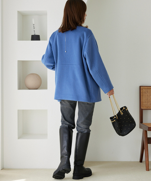 スーパーファインビーバークルーネックコート