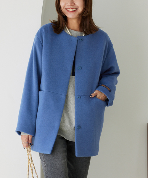 スーパーファインビーバークルーネックコート