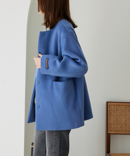 スーパーファインビーバークルーネックコート