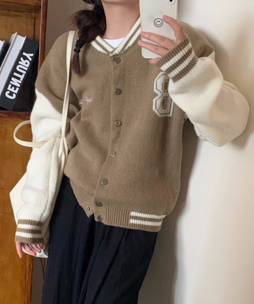 ブルゾン アウター バイカラーニットジャンパー レディース : ZOZOTOWN