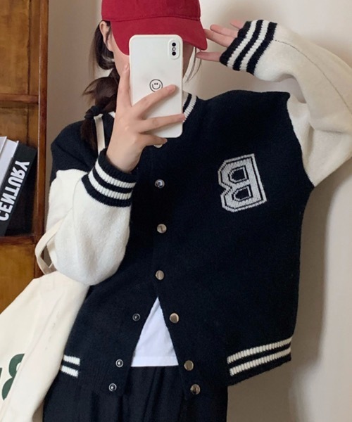 ブルゾン アウター バイカラーニットジャンパー レディース : ZOZOTOWN