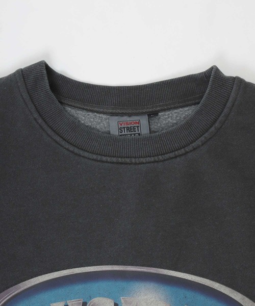 トレーナー スウェット VISION STREET WEAR/ヴィジョンストリートウエア オーバーサイズ 裏起毛 ピグメント ワンポイント バックプリ VISION STREET WEAR トレーナー スウェット WEAR/ヴィジョン